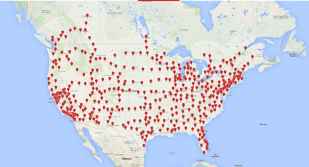 Maps of Superchargers in the United State