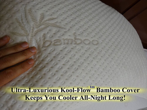 snuggle pedic pillow has ultra luxurious kooll-flow bamboo cover keep you cooler all-night long